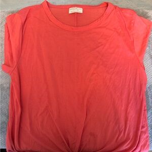 Bobbie Brooks Vibrant Coral Short Sleeve Top